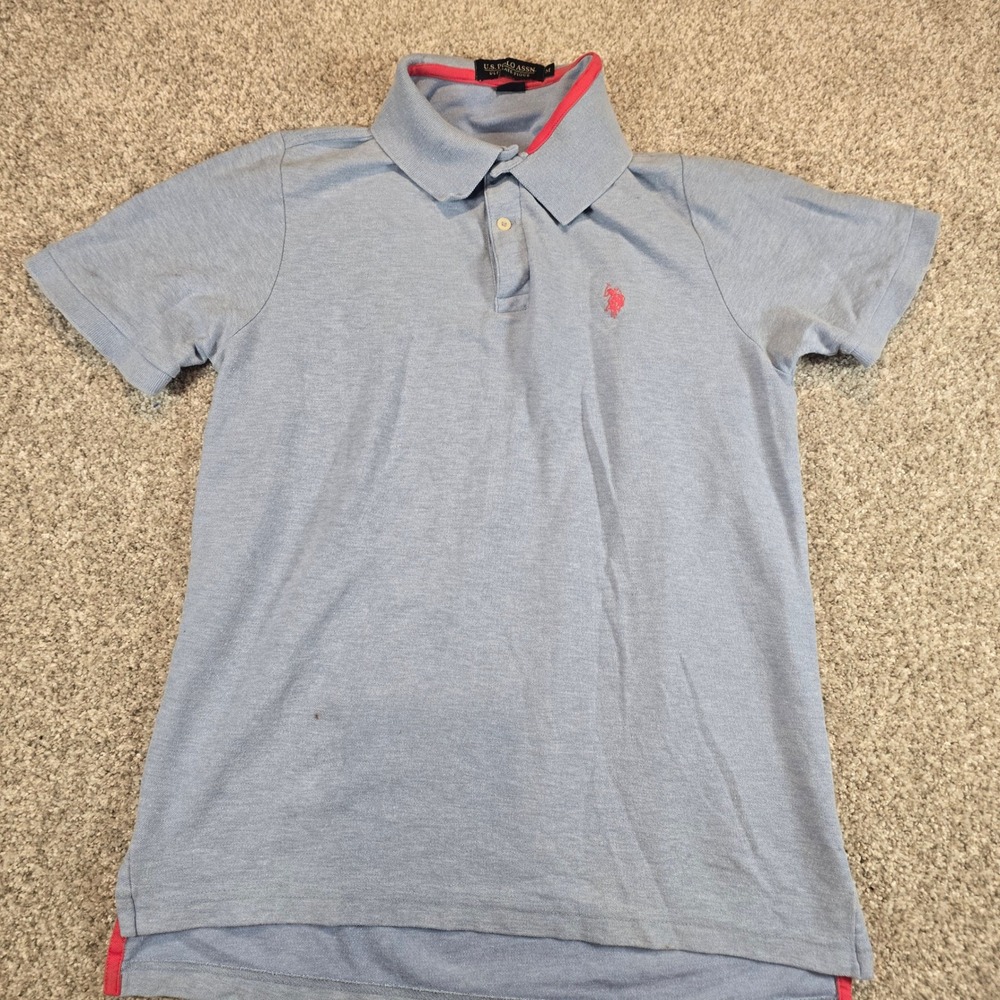 US Polo Assn Mens Ultimate Pique Polo Shirt Blue Pink Logo M 11879929